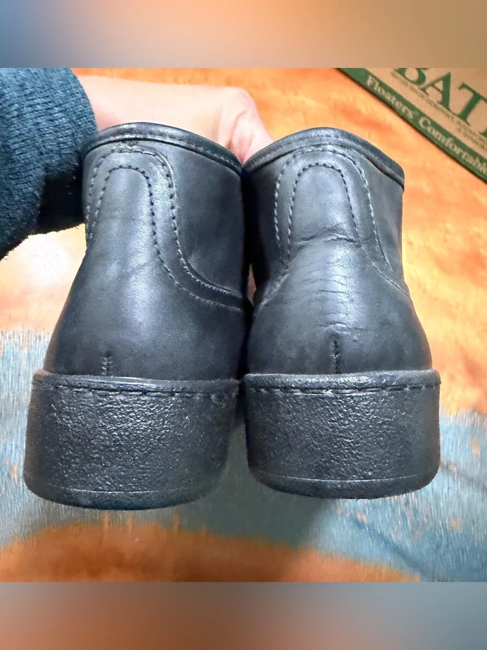 Vtg Bates Floaters Black Leather Shearling Wool Lined Boots size 9 New USA